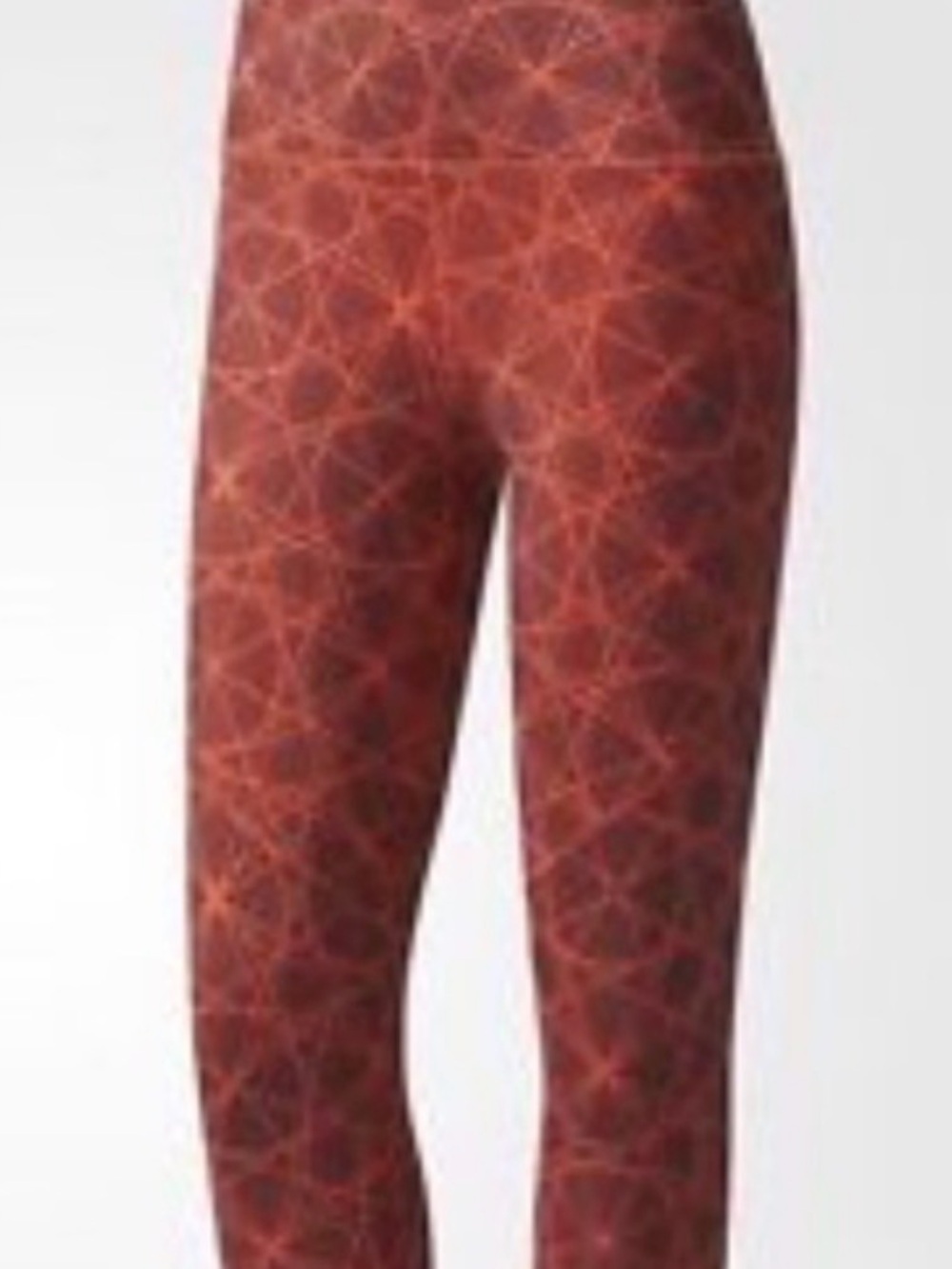 Adidas Geometric Red and Orange Patterned Cropped Leggings - small